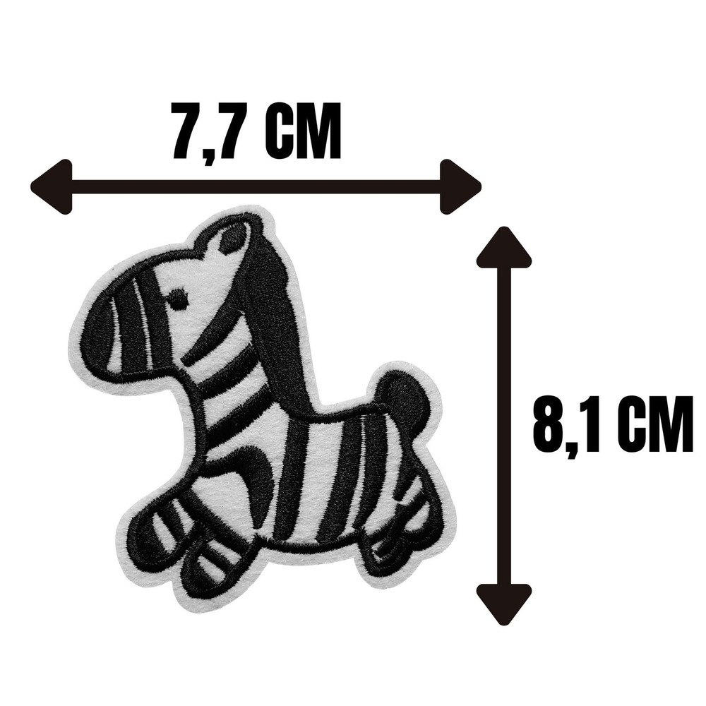 Zebra Animal Patch Embroidered Iron On Sew On Applique Black White Cartoon 8cm